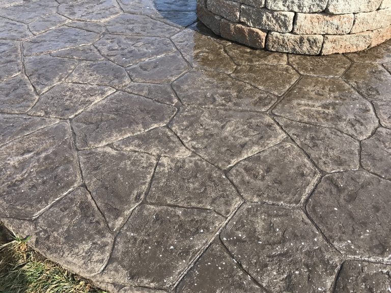 HTL Concrete Stamped Colored Firepit Patio