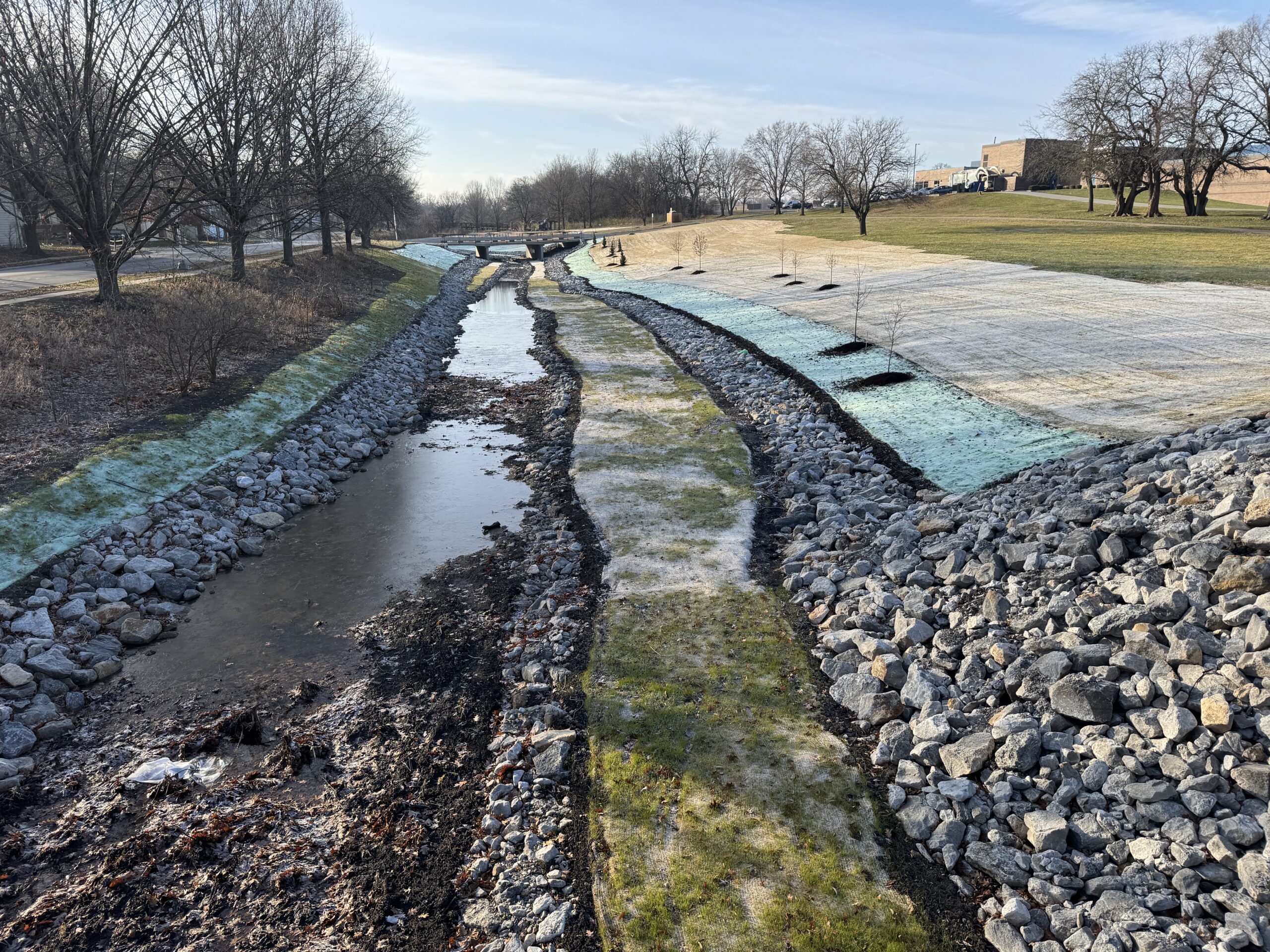 Drainage channel erosion control Louisburg Kansas