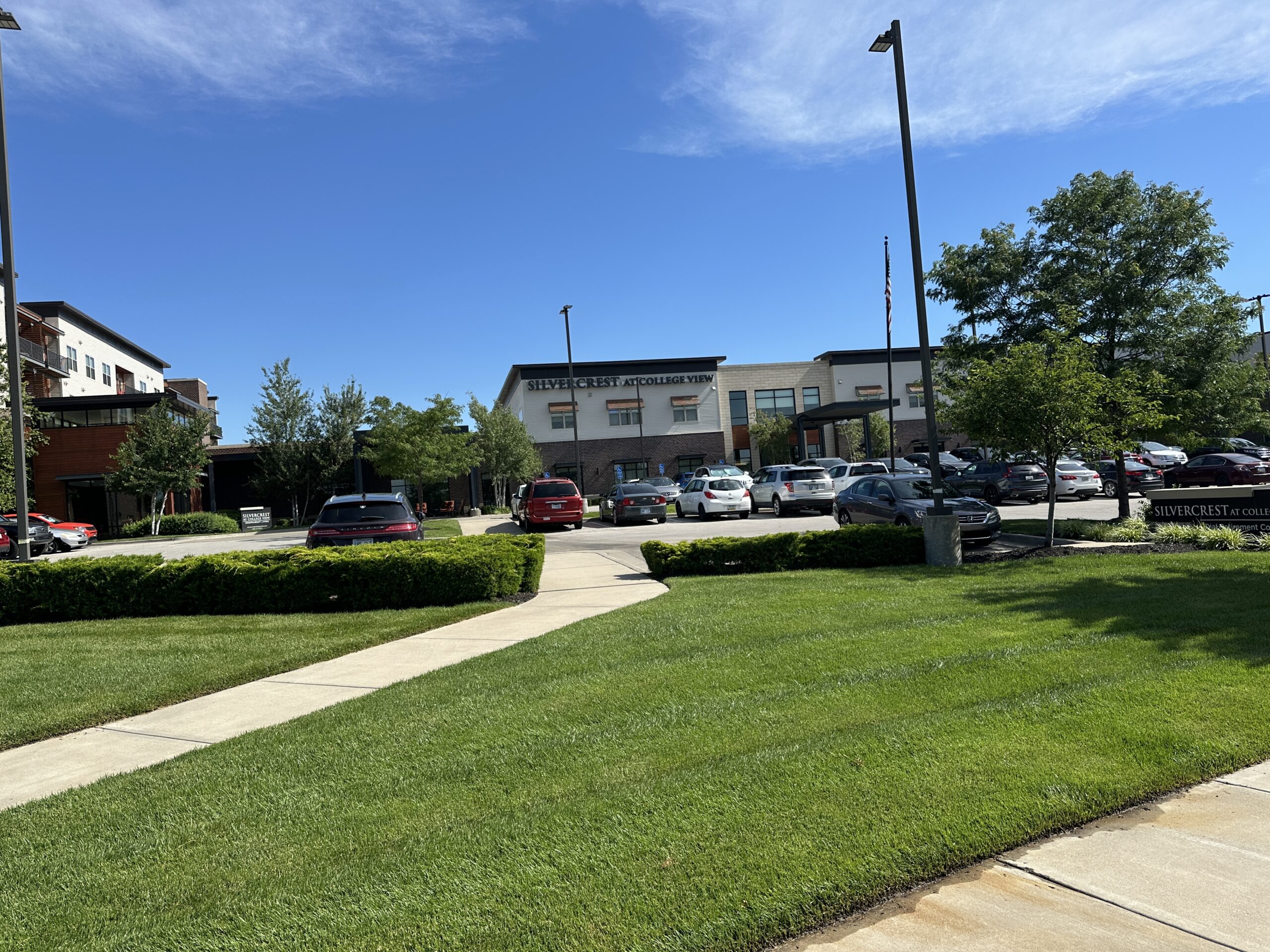 Maintained commercial grounds and foundation plantings at a senior-living community in Overland Park